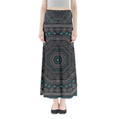 Mandala Vert Noir Pattern Full Length Maxi Skirt by alllovelyideas