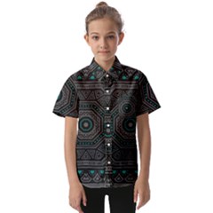 Mandala Vert Noir Pattern Kids  Short Sleeve Shirt