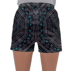 Mandala Vert Noir Pattern Sleepwear Shorts by alllovelyideas