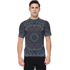 Mandala Vert Noir Pattern Men s Short Sleeve Rash Guard