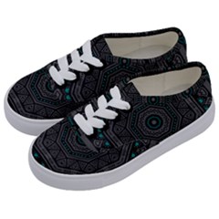 Mandala Vert Noir Pattern Kids  Classic Low Top Sneakers by alllovelyideas