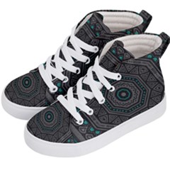 Mandala Vert Noir Pattern Kids  Hi-top Skate Sneakers by alllovelyideas