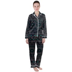 Mandala Vert Noir Pattern Satin Long Sleeve Pajamas Set by alllovelyideas