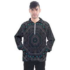 Mandala Vert Noir Pattern Men s Half Zip Pullover by alllovelyideas