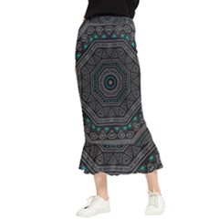 Mandala Vert Noir Pattern Maxi Fishtail Chiffon Skirt