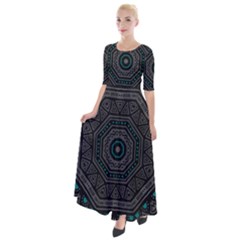 Mandala Vert Noir Pattern Half Sleeves Maxi Dress by alllovelyideas