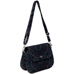 Mandala Vert Noir Pattern Saddle Handbag by alllovelyideas