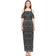 Mandala Vert Noir Pattern Draped Sleeveless Chiffon Jumpsuit