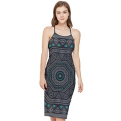 Mandala Vert Noir Pattern Bodycon Cross Back Summer Dress