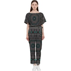 Mandala Vert Noir Pattern Batwing Lightweight Jumpsuit by alllovelyideas