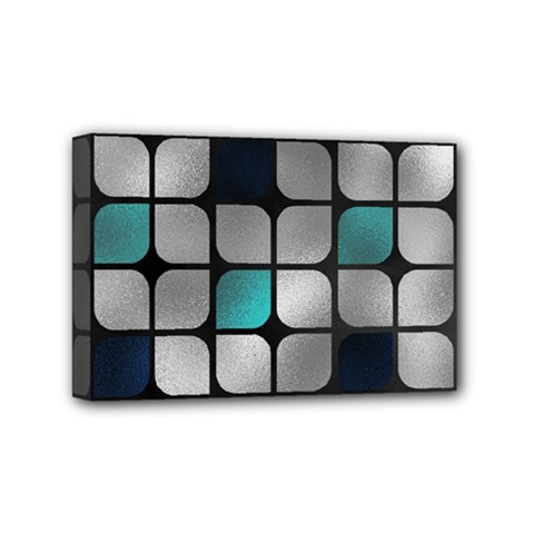 Pattern Abstrat Geometric Blue Grey Mini Canvas 6  X 4  (stretched) by alllovelyideas