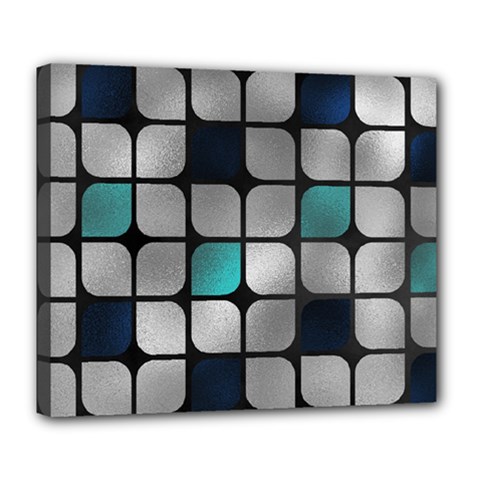 Pattern Abstrat Geometric Blue Grey Deluxe Canvas 24  X 20  (stretched) by alllovelyideas