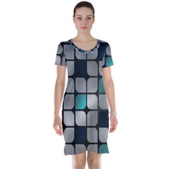 Pattern Abstrat Geometric Blue Grey Short Sleeve Nightdress by alllovelyideas