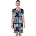 Pattern Abstrat Geometric Blue Grey Short Sleeve Nightdress View1