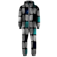 Pattern Abstrat Geometric Blue Grey Hooded Jumpsuit (men)  by alllovelyideas