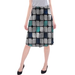 Pattern Abstrat Geometric Blue Grey Midi Beach Skirt by alllovelyideas