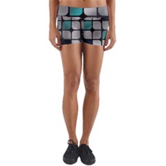 Pattern Abstrat Geometric Blue Grey Yoga Shorts by alllovelyideas