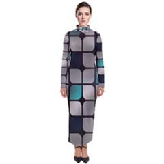 Pattern Abstrat Geometric Blue Grey Turtleneck Maxi Dress by alllovelyideas