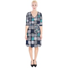 Pattern Abstrat Geometric Blue Grey Wrap Up Cocktail Dress by alllovelyideas