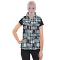 Pattern Abstrat Geometric Blue Grey Women s Button Up Vest View1