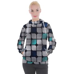 Pattern Abstrat Geometric Blue Grey Women s Hooded Pullover by alllovelyideas