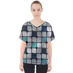 Pattern Abstrat Geometric Blue Grey V-neck Dolman Drape Top by alllovelyideas