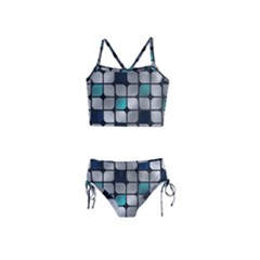 Pattern Abstrat Geometric Blue Grey Girls  Tankini Swimsuit by alllovelyideas