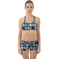 Pattern Abstrat Geometric Blue Grey Back Web Gym Set by alllovelyideas