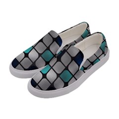 Pattern Abstrat Geometric Blue Grey Women s Canvas Slip Ons by alllovelyideas