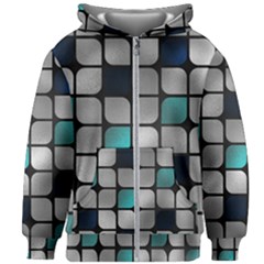 Pattern Abstrat Geometric Blue Grey Kids  Zipper Hoodie Without Drawstring by alllovelyideas