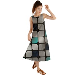 Pattern Abstrat Geometric Blue Grey Summer Maxi Dress by alllovelyideas