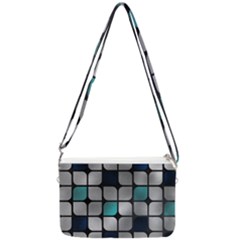 Pattern Abstrat Geometric Blue Grey Double Gusset Crossbody Bag by alllovelyideas