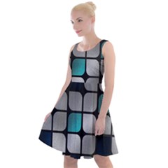 Pattern Abstrat Geometric Blue Grey Knee Length Skater Dress by alllovelyideas