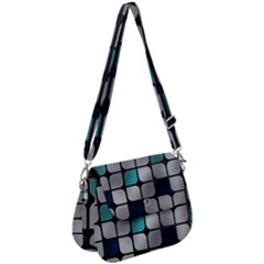 Pattern Abstrat Geometric Blue Grey Saddle Handbag by alllovelyideas