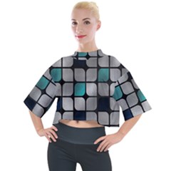 Pattern Abstrat Geometric Blue Grey Mock Neck Tee by alllovelyideas