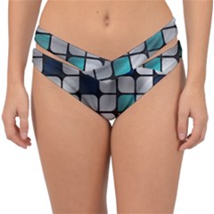 Pattern Abstrat Geometric Blue Grey Double Strap Halter Bikini Bottom by alllovelyideas