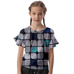 Pattern Abstrat Geometric Blue Grey Kids  Cut Out Flutter Sleeves by alllovelyideas