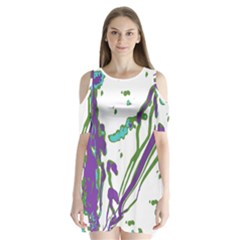 Multicolored Abstract Print Shoulder Cutout Velvet One Piece