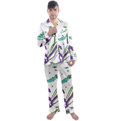 Multicolored Abstract Print Men s Long Sleeve Satin Pajamas Set by dflcprintsclothing