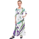 Multicolored Abstract Print Kids  Quarter Sleeve Maxi Dress View1