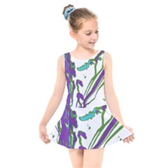 Multicolored Abstract Print Kids  Skater Dress Swimsuit