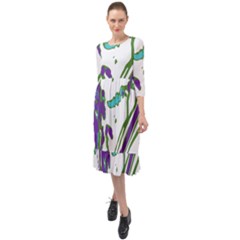 Multicolored Abstract Print Ruffle End Midi Chiffon Dress by dflcprintsclothing