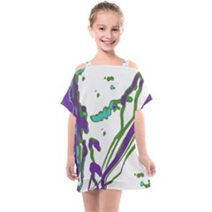 Multicolored Abstract Print Kids  One Piece Chiffon Dress by dflcprintsclothing