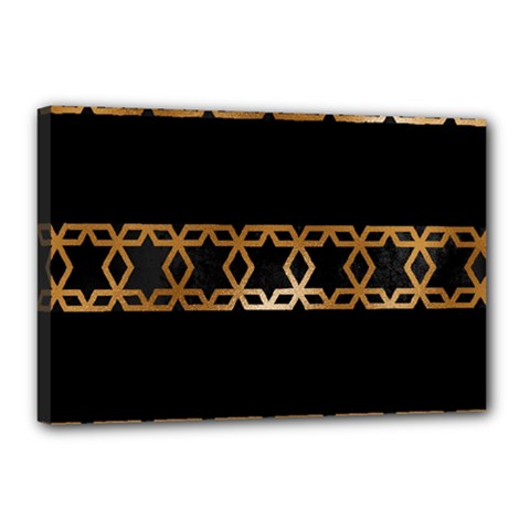 Pattern Geometric Gold Black Canvas 18  X 12  (stretched) by alllovelyideas