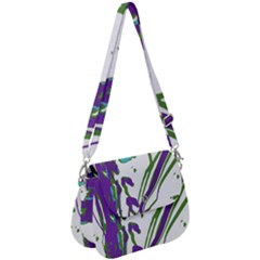 Multicolored Abstract Print Saddle Handbag by dflcprintsclothing