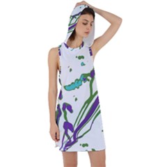 Multicolored Abstract Print Racer Back Hoodie Dress