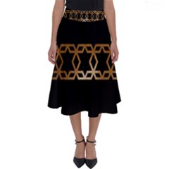 Pattern Geometric Gold Black Perfect Length Midi Skirt by alllovelyideas