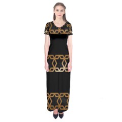 Pattern Geometric Gold Black Short Sleeve Maxi Dress by alllovelyideas