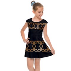 Pattern Geometric Gold Black Kids  Cap Sleeve Dress by alllovelyideas