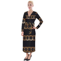 Pattern Geometric Gold Black Velvet Maxi Wrap Dress by alllovelyideas